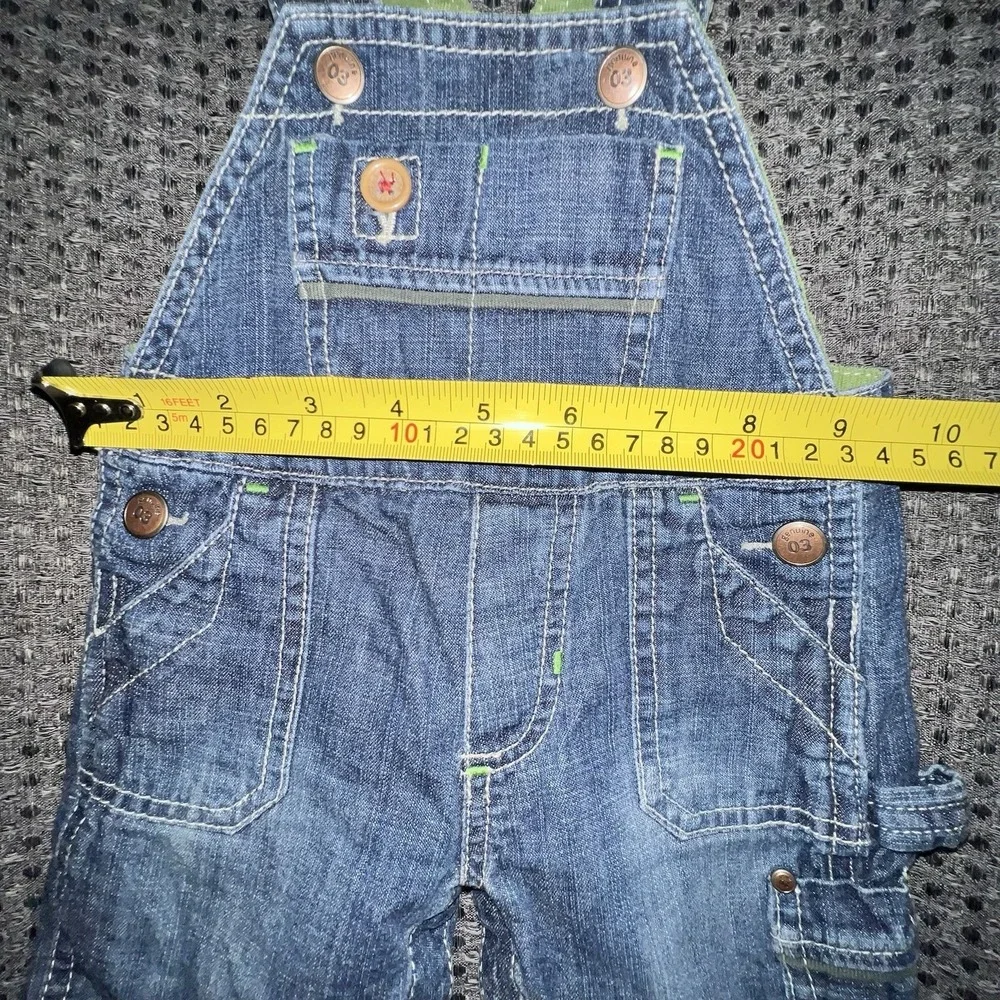 Oshkosh 3M Genuine Denim Bib Overall Baby Snap One Piece Blue Country Photo Prop